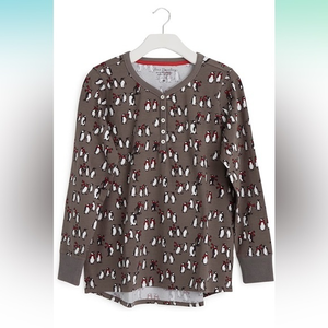 NWT Vera Bradley Penguins‎ Women's Cotton Long Sleeve Crewneck Pajama T-Shirt XS